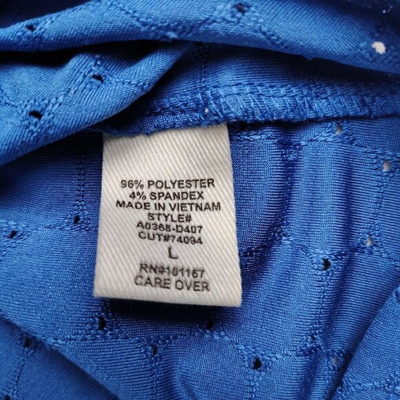 Kim and Cami Blue Embroidered Puff Cap Sleeve Shirt Sz L - Picture 5 of 8